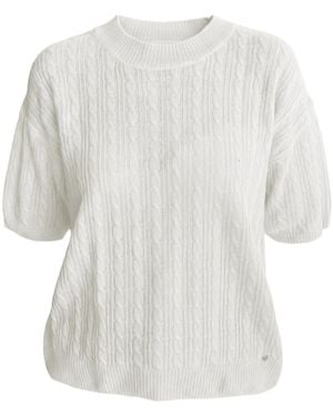 tirillm Kelly Lace Knitted Cashmere Short Sleeved Pullover - White