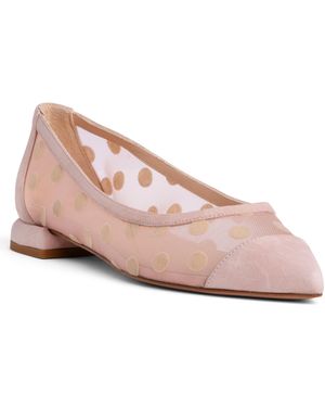 Beautiisoles by Robyn Shreiber Made in Italy Blake Baby Polka Dots Flat Comfortable Mesh For Dressy Work & Elegant Evening Wedding Ballerina - Pink