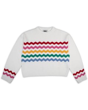 Gigi Knitwear Wavy Stripe Cotton Jumper - Red