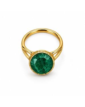 Saéa Sabz Corundum Bezel Filled Solitaire Ring - Green