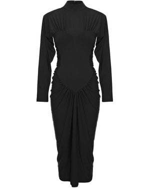 BLUZAT Midi Dress With Heart-Shaped Detail - Black