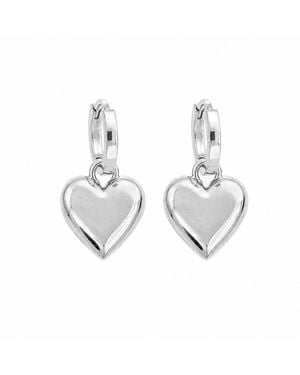 Cier Huggie Heart Drop Earrings - Metallic