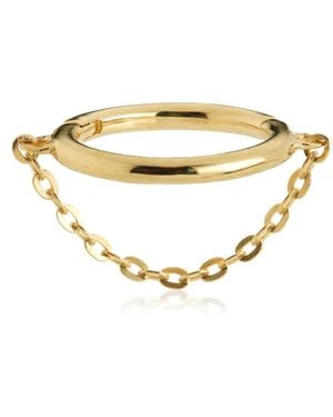 Tish Lyon Seraphina 9Ct Solid Huggie Earring & Chain - Metallic