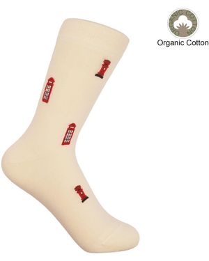 Peper Harow - Made in England Neutrals Post Box Socks – Cream - Natural