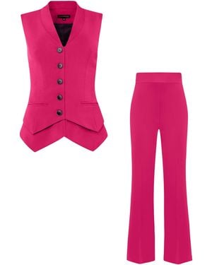 Tia Dorraine Fitted Waistcoat & Pants Set - Pink