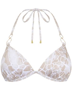 Sophia Alexia Neutrals Sand Pebbles Tahiti Triangle Bikini Top - White