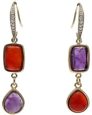 Farra Agate And Amethyst Color Matching Dangle Earrings - Red