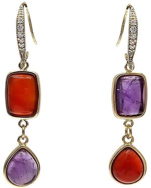 Farra Agate And Amethyst Color Matching Dangle Earrings - Red
