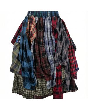 Zasta Studio Deconstructed Flannel Skirt A - Blue