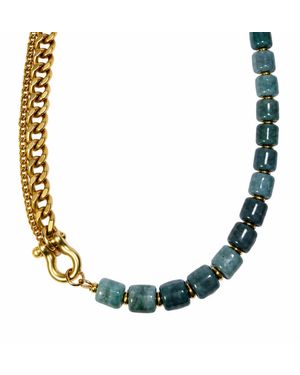 Rachel Nathan Shackle Duo: Guatemalan Jade Necklace - Metallic