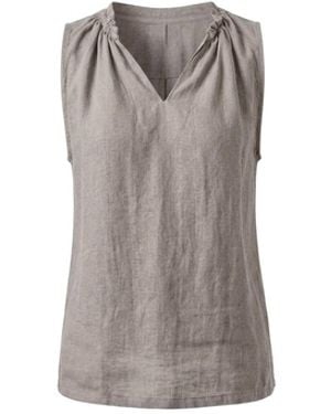 James Lakeland Neutrals Taupe Pure Linen Sleeveless Top - Gray