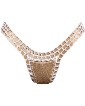 Luxsea Swimwear Amira Sequin Crochet Bikini Bottom - Metallic