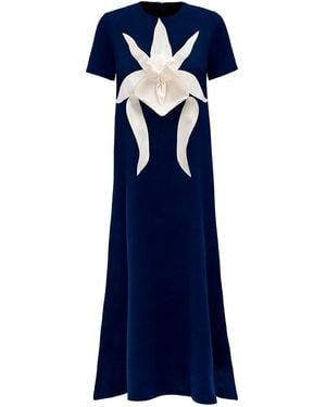Julia Allert Ankle-Length Knit Dress With Flower Detail - Blue