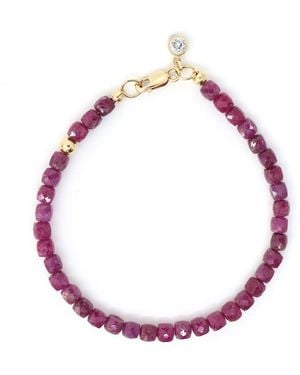 Shar Oke Ruby Cube & 14K Filled Beaded Bracelet - Pink