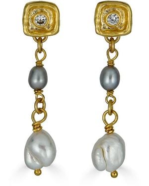 Loni Paul Jewelry Two Tone Rice Baroque Earring - Metallic