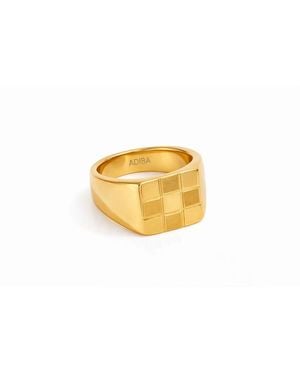 ADIBA Squares Pattern Stainless Steel Ring - Yellow