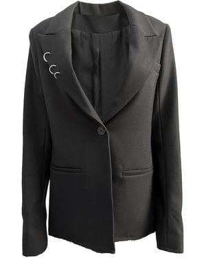 Galleriadele Wool Blazer With Piercings - Black