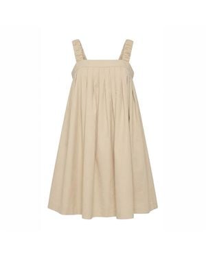 Another Girl Neutrals Pleated Babydoll Mini Dress - Natural