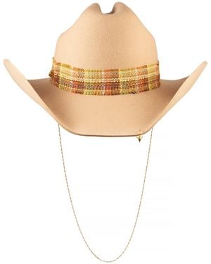 Shaded the Label Neutrals Looe Cream Cowboy Hat With Sterling Jewellery - White