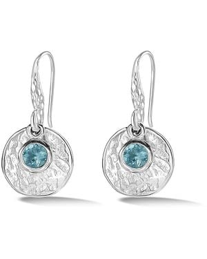 Dower & Hall Hammered Disc & Topaz Array Drop Earrings - Blue
