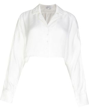 Circular Path Crop Dolman Shirt - White