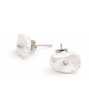 Pearl Code Pearl Stud Earrings - White