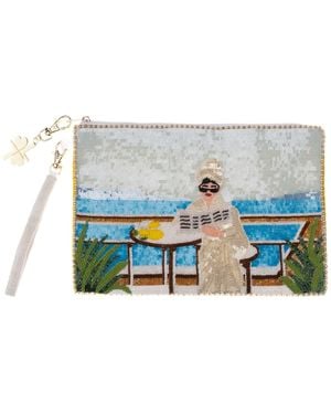 Laines London Riviera Summer Retreat Hand Beaded Clutch - Blue