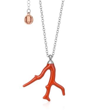 Unaloe Natural Coral Branch Necklace - Red