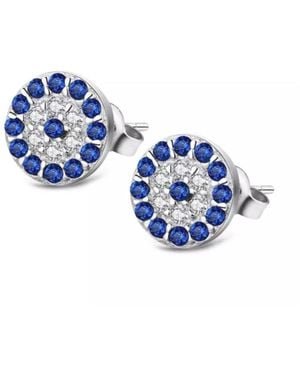 Spero London Mini Evil Eye Stud Earring - Blue
