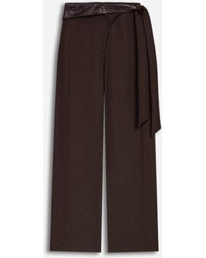 Nocturne Tie Waist Wide Leg Trousers - Brown