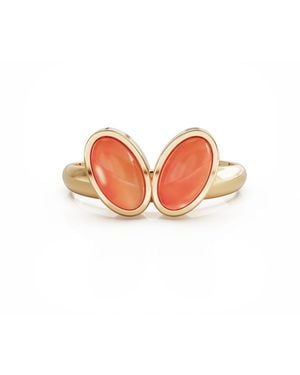 Linda Fiore You & Me Baby Vermeil Ring With Carnelian - Orange