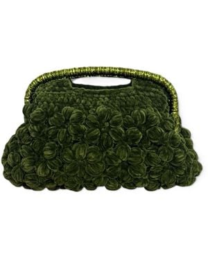 Springmoonatelier Handmade Floral Velvet Crochet Designer Bag – A Unique And Statement-Made Piece - Green