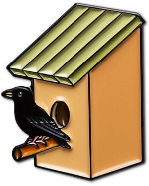 Make Heads Turn Neutrals Enamel Pin Starling Birdhouse - Metallic