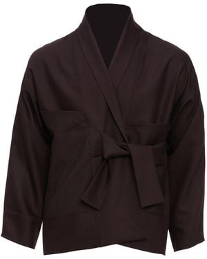 MOE Chequered Wool Vest Jacket - Black