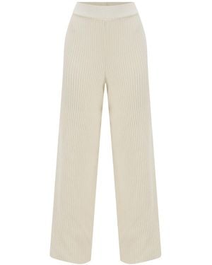 Peraluna Cashmere Blend Straight-Cut Knit Trousers - White