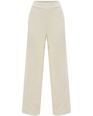 Peraluna Cashmere Blend Straight-Cut Knit Trousers - White