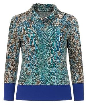 Conquista Long Sleeve Print Top - Blue