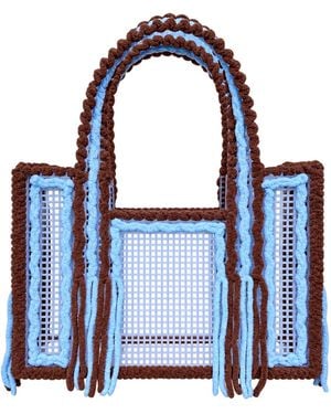 Growny Mocha Sky Crochet Mesh Tote - Blue