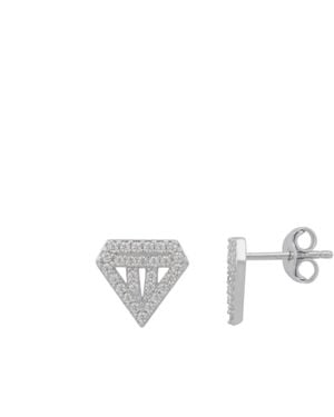 Spero London Sterling Diamond Stud Earrings - Metallic
