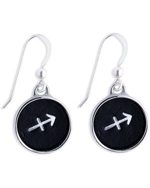 N'damus London Zodiac Sagittarius Leather Earrings - Blue