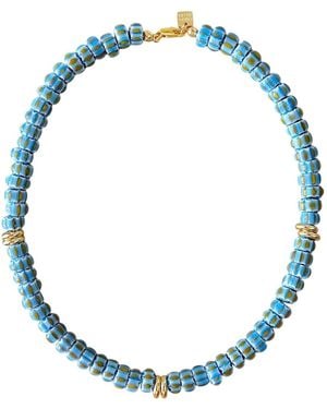 Firera Atelier African Glass Bead Necklace - Blue
