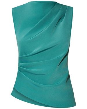 Tia Dorraine Sleeveless Pleated Top - Green