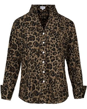 At Last Leopard Print Viscose Collared Shirt - Green