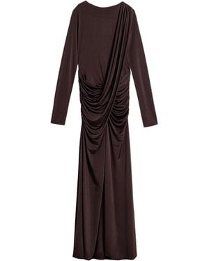 Nocturne Asymmetric Draped Open-Back Dress - Purple