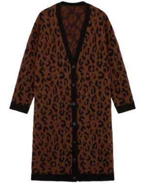 Little Lies Love Bites Leopard Knit Cardigan - Brown