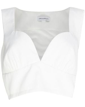 Circular Path Crop Bustier Top - White
