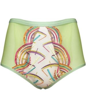 Somewhere Never Disco Deco High Waisted Knicker - Green