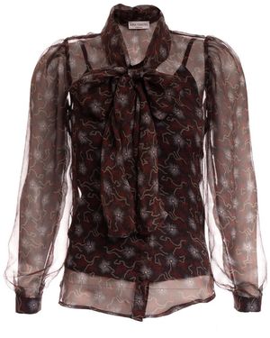 Sofia Tsereteli Chocolate Patterned Silk Shirt - Brown