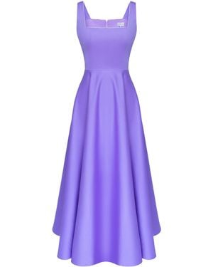 POST MERIDIEM Strap Decorated Bodice Midi Dress - Purple