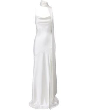 Lita Couture Floor-Length Satin Dress - White
